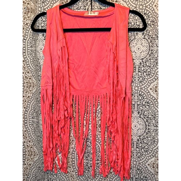 Girls Hippie Costume Set XL With Fringe Vest Flare Pants Heart Glasses & Accesso - Picture 3 of 7